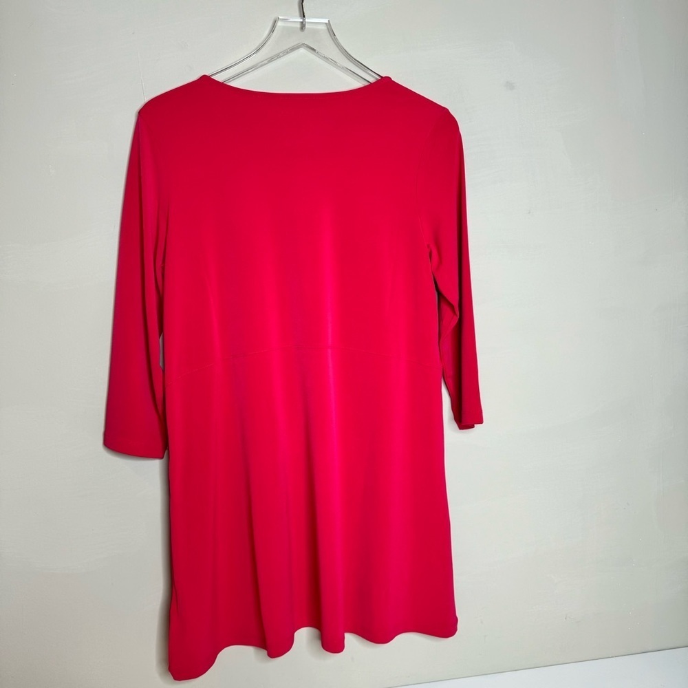 Susan Graver Weekend Pink Crew Neck Long Tunic Pockets - Picture 4 of 9